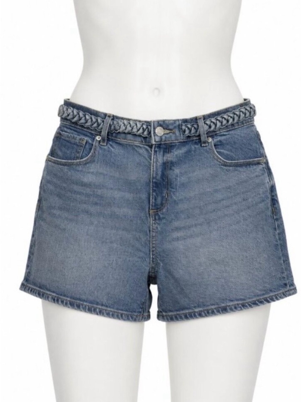 LOFT Womens Denim Blue Jeans Shorts Braided Size 8 NEW